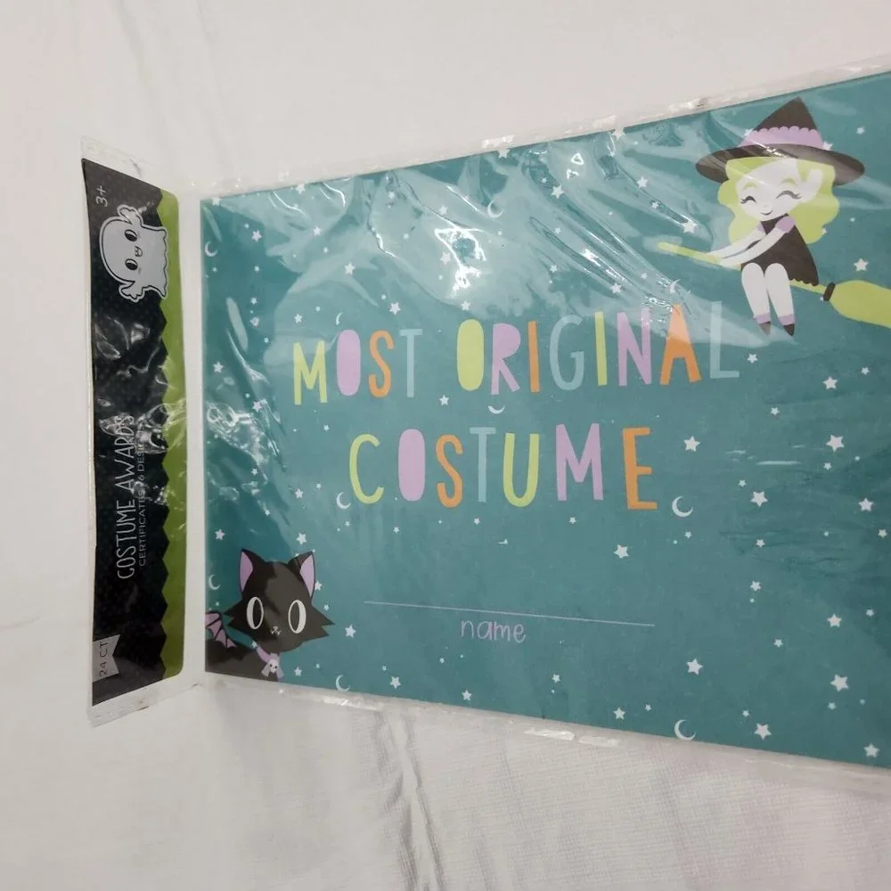 Halloween Costume Contest Awards Certificate 24 Pack Six Designs